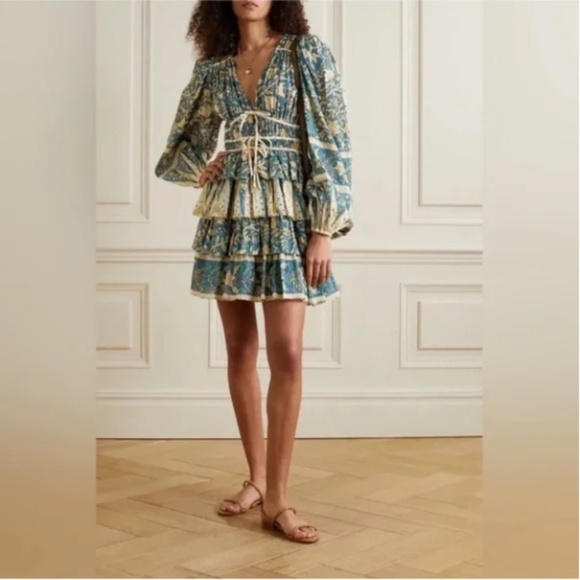 Ulla Johnson Nina Tiered Cotton Voile Mini Dress Lanai 4 - Picture 1 of 14